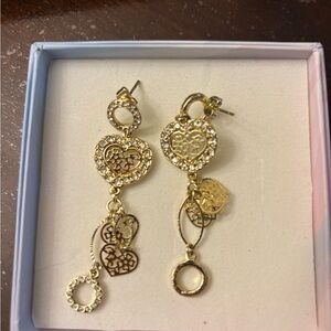 Gold Heart Dangle Earrings
